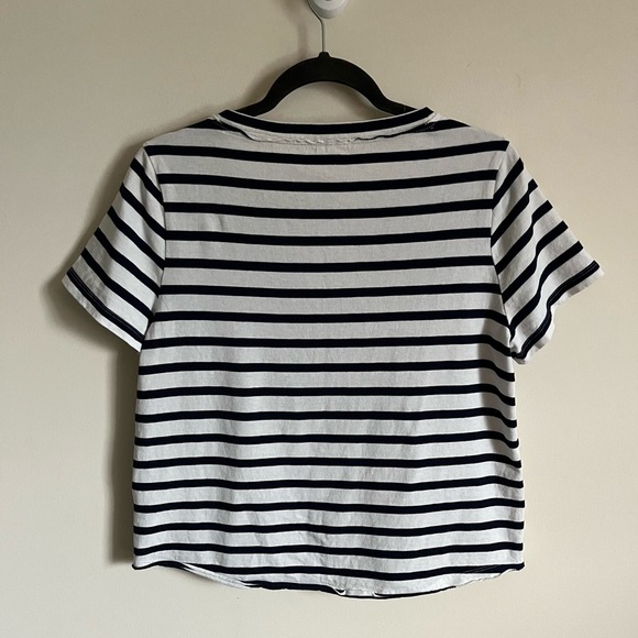 Anthropologie Black and White Striped Short Sleeve Tee - Picture 5 of 14